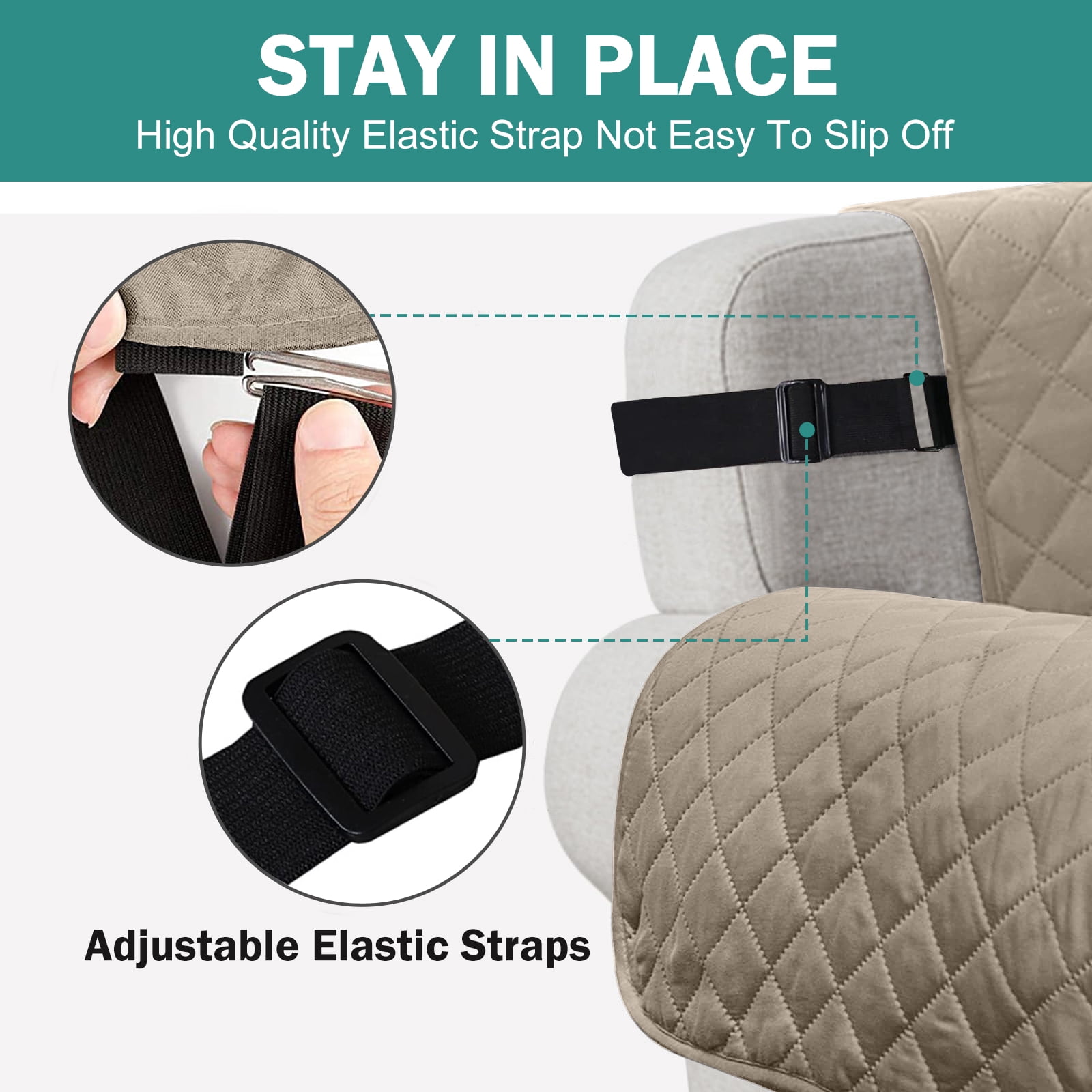 100% Waterproof Sofa Cover Machine Washable Couch Cover Non Slip Furniture Protector Slipcover for Dogs, Children, Pets, Chair Size, Khaki