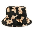 thumbnail image 3 of Women's Faux Fur Bucket Hats Puffy Fleece Winter Warm Wide Brims Fisherman Cap Cute Bear Print Sherpa Crochet Bucket Hat, 3 of 6