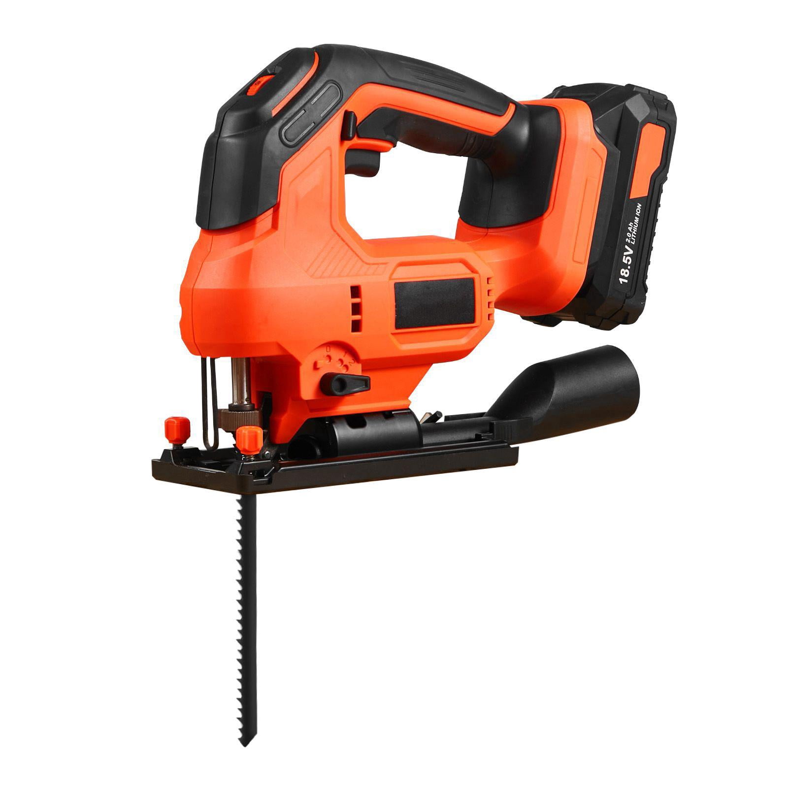 20V Cordless Jig Saw 3000 SPM with Battery Charger LED Light 6 Variable Speed 0-45 Degree Bevel Cuts 6 Blades 4 Orbital Settings for Wood Metal Cutting