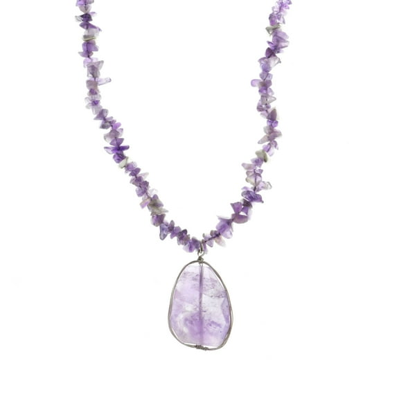 Mi Amore Beaded-Necklace Purple/Silver-Tone
