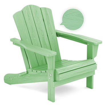 JEAREY Plastic Folding Outdoor Patio Adirondack Chair With Slat Seat Light Green