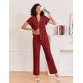 thumbnail image 4 of Ekouaer Pajamas for Women Set Button Up Sleepwear Cute Pjs Ruffle Sleeve Notch Collar Lounge Sets with Long Pants, 4 of 6