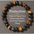 thumbnail image 3 of Pulsera de piedra ojo de tigre para hombre y mujer, energía negativa, cristal, cuentas, elástica, ajustable, con charm, 3 of 6