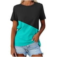thumbnail image 2 of Wiyuqeen Ladies Color Block T-shirts Casual Summer Short Sleeve Shirts Soft Trendy Crewneck Graphic Tees Comfy Simple Loose Fit Blouses Tops for Women, 2 of 4