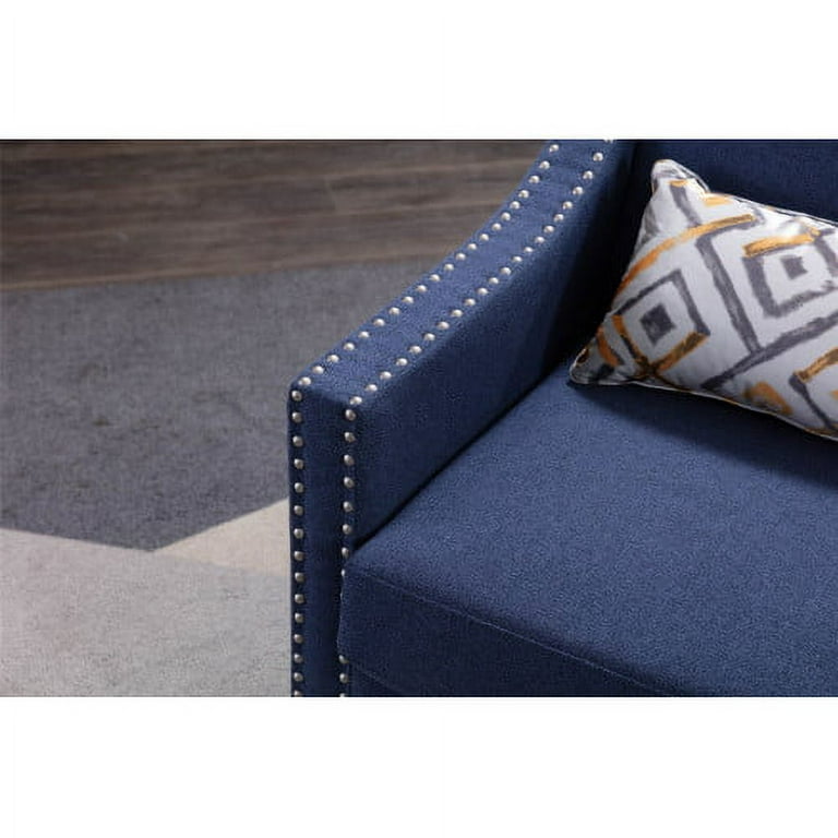  SLEERWAY Accent Chair with Small Pillow, Mid Century Armchair  with Decorative Nailheads and Solid Wooden Legs, Modern Chairs for Living  Room and Bedroom, Navy Blue : Home & Kitchen