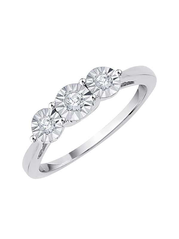 3 Diamond Promise Ring in 14K Pink Gold Size-5.5 1//10 cttw, G-H,I2-I3