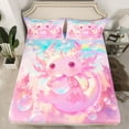 thumbnail image 2 of Axolotl Sheets Queen Size Kawaiii Salamander Cute Bed Sheets Set Pink Dreamy Castle Nebula Sheet Set Ocean Animals Cute Top Sheet Bedroom Decor, 2 of 6