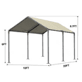 thumbnail image 2 of Grezjxc 10x20 ft Metal Carport Car Canopy Portable Car Tent Garage, Beige, 2 of 8