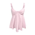 thumbnail image 4 of uobin Tops for Women Sleeveless Ruffle Strap Low Cut V Neck Backless Solid Color Tank Top Cute Summer Flowy Going Out Top, 4 of 4