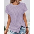 thumbnail image 3 of Mittory Womens Tops Short Sleeve Split Asymmetrical Hem Blouses Dressy Casual Spring Summer Clothes Outfits, 3 of 6