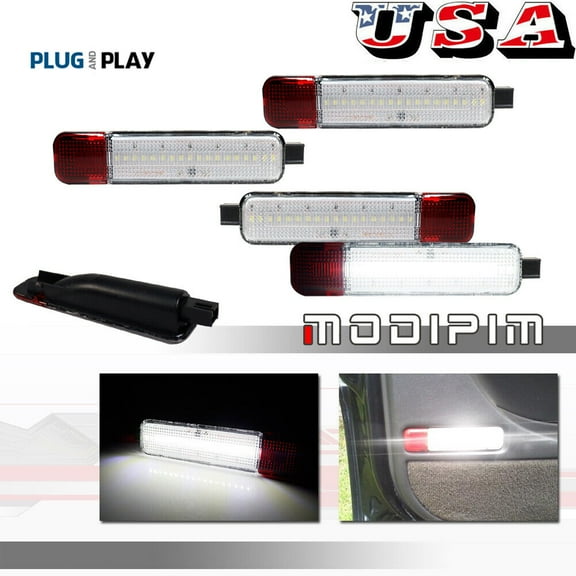 4 Pack White LED Interior Door Step Courtesy Panel Lights for 2003-2009 Hummer H2 -