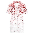 thumbnail image 5 of PNTUTB Women's Casual Fashion Heart Print Collared Short Sleeve Pocket Top with Elastic Waist Shorts Pajama Set, 5 of 6
