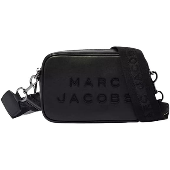 Marc Jacobs The Flash Black Smooth Leather Embossed Camera Crossbody Bag Purse