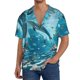 thumbnail image 1 of Balery Underwater Dolphin Scene Camisa Casual de Manga Corta con Botones para Hombre, Texturizada, Estilo Cubano, para Playa, Verano-Medium, 1 of 5