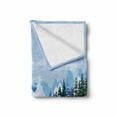 thumbnail image 2 of Winter Soft Flannel Fleece Throw Blanket, Graphical Silhouette of a Snowy View with Trees and Mountains Snowflakes, Cozy Plush for Indoor and Outdoor Use, 70" x 90", Multicolor, by Ambesonne, 2 of 6