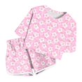 thumbnail image 2 of Bainana Summer Outfit Set For Girls Toddler Floral Print Short Sleeve Crew Neck Tops And Shorts Set Lightweight Breathable Little Girls Summer School Street Daily Wear Size 4-5 Years Pink, 2 of 4