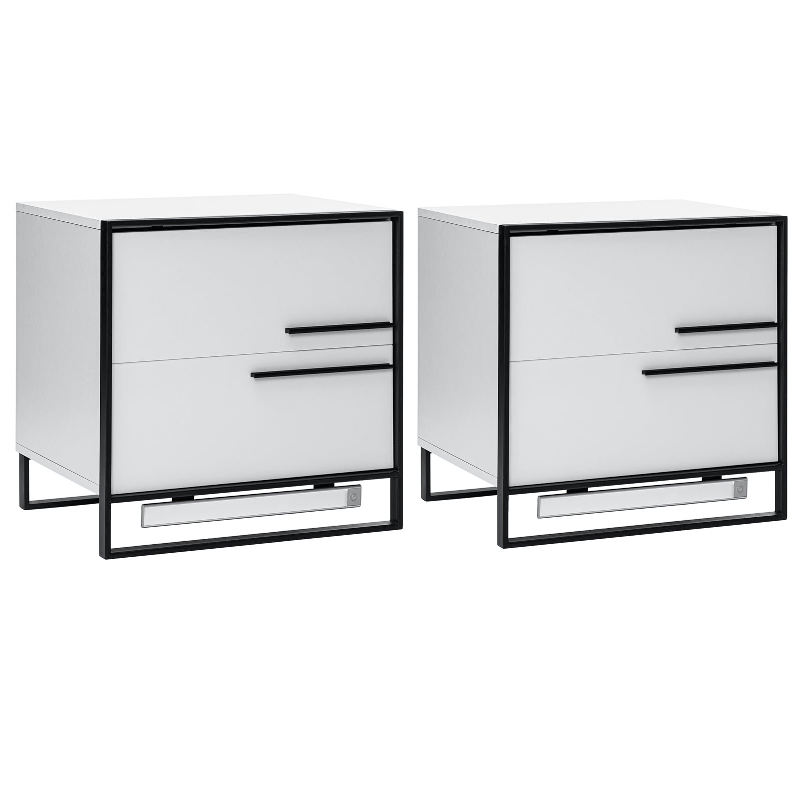 Hommpa LED Nightstand Set of 2 Modern Bedside Table 2 Drawer 3 Color