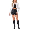 thumbnail image 2 of Chaquetas cortas para mujeres INSPIRE CHIC con cuello de pie, cremallera metálica, mangas largas, chaqueta de fiesta S blanca, 2 of 6