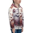 thumbnail image 5 of Xecao White Red Cat Couple Pattern Zip Up Hoodies for Boys Girls, Sweatshirt with Pockets-Small, 5 of 6
