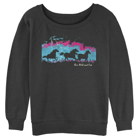 Junior's Lost Gods Run Wild and Free  Sweatshirt Charcoal Heather X Large