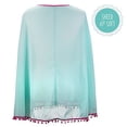 thumbnail image 3 of Brybelly Women's Beach Poncho with Pom-Pom Trim, Mint Raspberry, 3 of 7