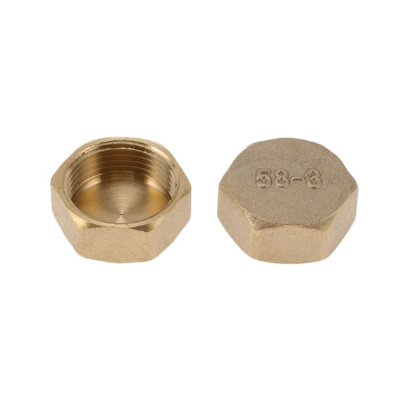 Unique Bargains Brass Pipe Fittings 3/4" FeMale Internal thread plug cap 1.27" 2 Pcs