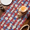 thumbnail image 3 of American Flag Floral Table Runner 72 Inches, Red Blue Poppy 4th Oh July Bed Runner Dresser Scarves Tabletop for Indoor Outdoor Parties/Ceremony/Banquet, 14" x 72", 3 of 9