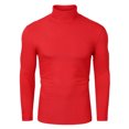 thumbnail image 1 of CamisePaHombres De Mangas Largas Cuello De Cisne Ajuste Delgado Casual Rojo 60, 1 of 7