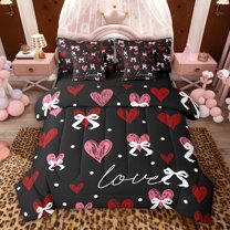 Castle Fairy Love Heart Twin Bedding Sets,Valentine's Day Bow Bedding Comforter Set