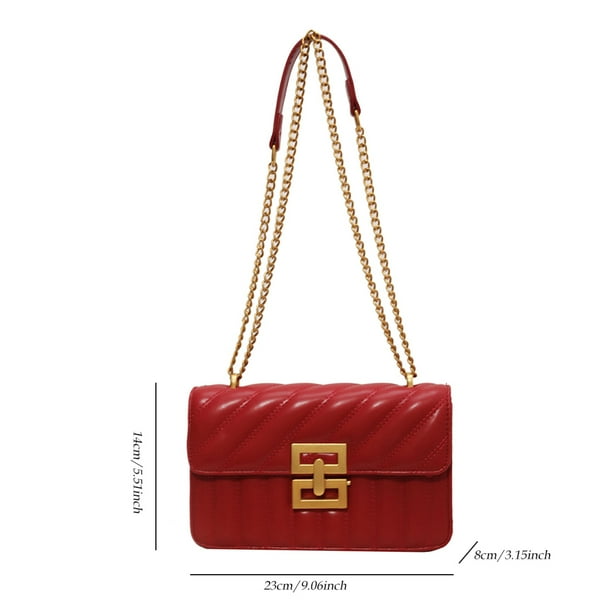 Bolso Bandolera Mujer Bandolera Acolchada De Piel Sintetica Con Correa De Cadena Rojo Vino Rojo Walmart en linea