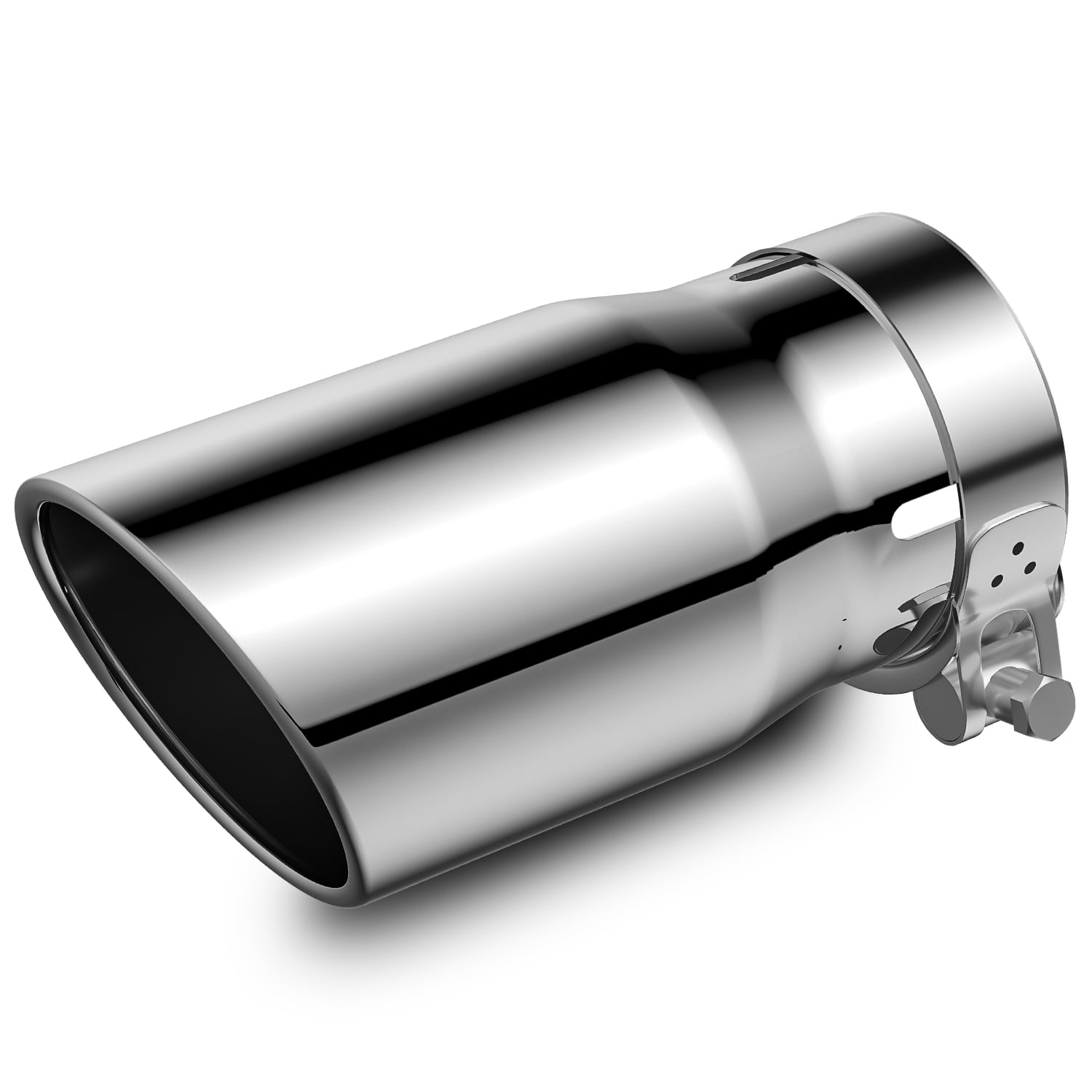 IFOKA 2.5 Inch Inlet Exhaust Tip 2.5 Inlet 4 Outlet 9 Long Black Exhaust Tips Stainless Steel Exhaust Tips Tailpipe All 2.5 Inch Outside Diameter Black Powder Coated 