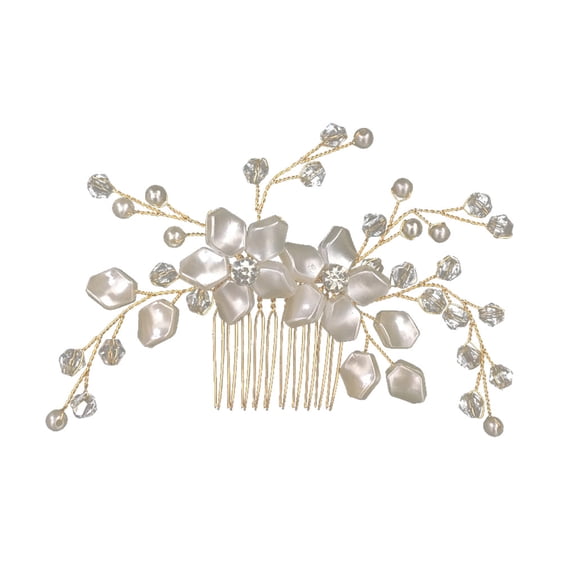 CXHEGBEJ Imitation Pearl Rhinestone Hair Combs with Crystals For Women Hair Barrettes Claw Clips Hair Accessories Hairpin for Bride Bridesmaids Wedding Gold