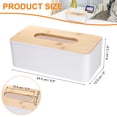 thumbnail image 2 of Cubierta de caja de pañuelos Uxcell con tapa de bambú, soporte cuadrado para caja de pañuelos, contenedor de pañuelos faciales para baño, dormitorio, cocina, blanco, 2 of 6