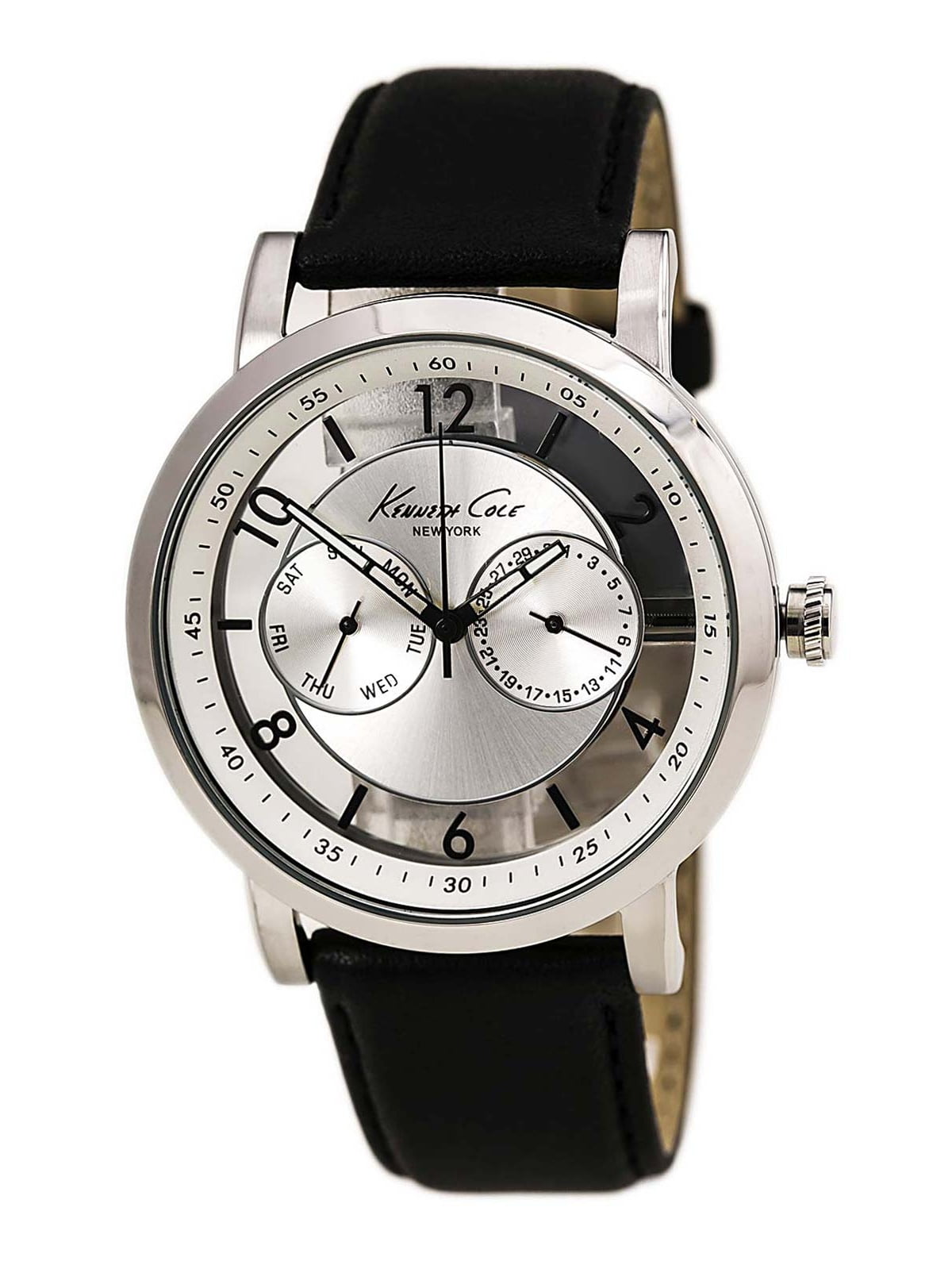Kenneth Cole Men's KC8081 New York Transparent Silver Dial Black