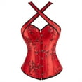 thumbnail image 1 of Grebrafan Corset Bustier Gothique de Mariée Haut Halloween Femmes Rouge 2TG, 1 of 5