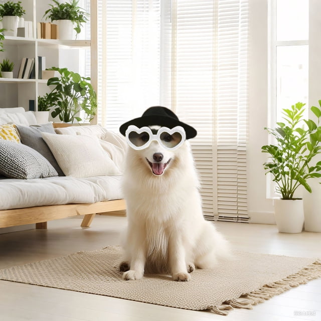 Lunettes de Soleil pour Petits Chiens avec Sangle Réglable Forme de Cœur Anti-Buée Lunettes de Soleil pour Chiens Lunettes Coupe-Vent Accessoires pour Chiens