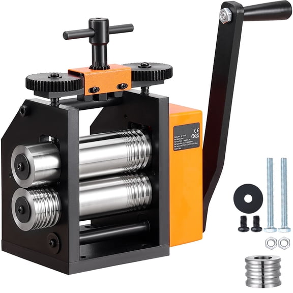 3-in-1 Rolling Mill Machine for Jewelry Making, 75mm Metal Sheet&Wire Press with Adjustable Thickness 0.03-6.5mm