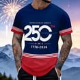 thumbnail image 2 of 250 Anniversary USA Shirt Men's Short Sleeve Crew Neck T Shirt with Stars and Stripes Print Timeless Anniversary Graphic Tee Casual Everyday Wear Lightweight Breathable Navy XXXXL, 2 of 4