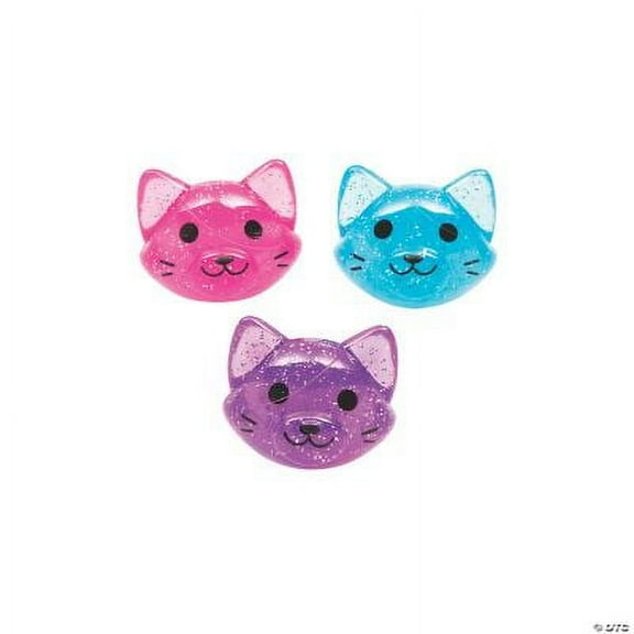 Cat-Shaped Bouncy Balls, Birthday, Toys, 12 Pieces