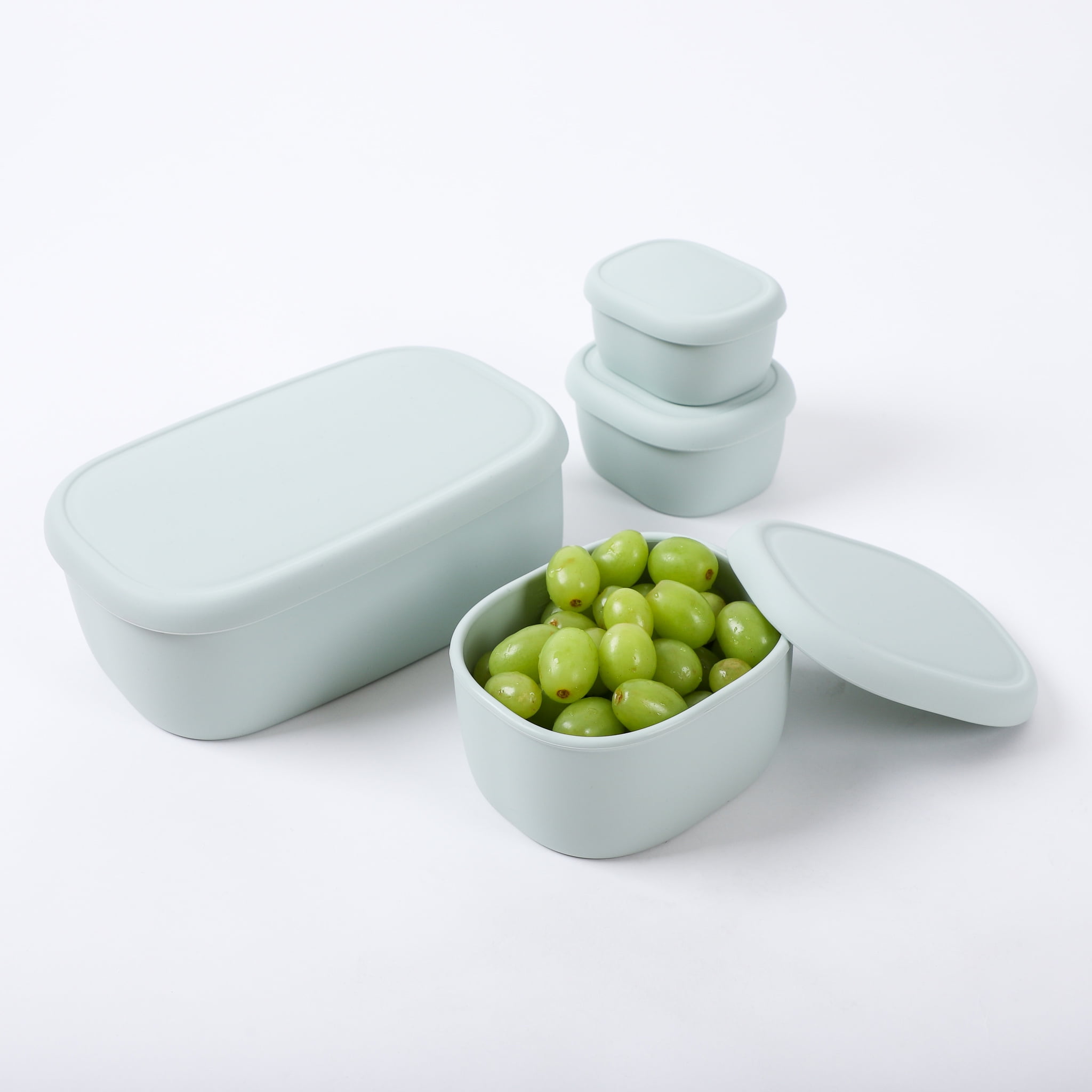 BLUE GINKGO Large Silicone Container, Airtight Food Storage | (47oz) Green