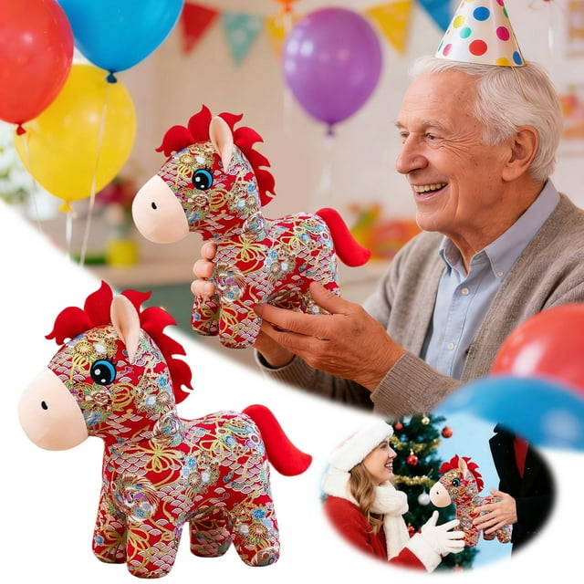 BotaniNest Zodiac Horse 15/30cm Pattern Soft Stuffed Animal Festive For Home /Birthday/Chinese Year