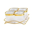 thumbnail image 2 of Bandeja de servicio dividida con tapa decorativa decorativa Pantalla de comida de plato fácil de transportar para bocadillos para nueces pasteles de 4 tazón transparente, 2 of 8