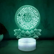 YSTIAN 3D Buddha Night Light Lamp Illusion 7 Color Changing Touch Switch Table Desk Decoration Lamps Acrylic Flat ABS Base USB Cable Birthday Gift Toys