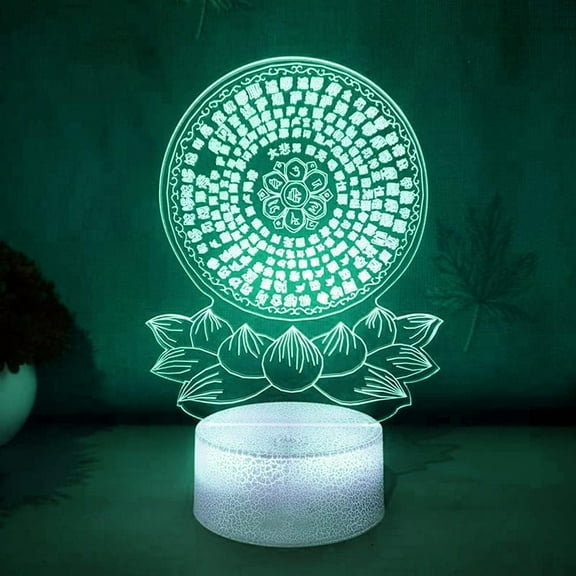 YSTIAN 3D Buddha Night Light Lamp Illusion 7 Color Changing Touch Switch Table Desk Decoration Lamps Acrylic Flat ABS Base USB Cable Birthday Gift Toys