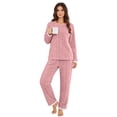 thumbnail image 5 of Frostluinai Womens Fuzzy Fleece Pajama Sets Long Sleeve Plush Pullover Warm Lounge Pants Soft Comfy Sleepwear Loungewear Two Piece, 5 of 10