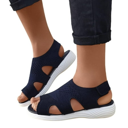 

UMfun Casual Sandals Lightweight Comfort Soft Slides Sandal Open Toe Ankle Strap Buckle Lady Work Casual Shoes