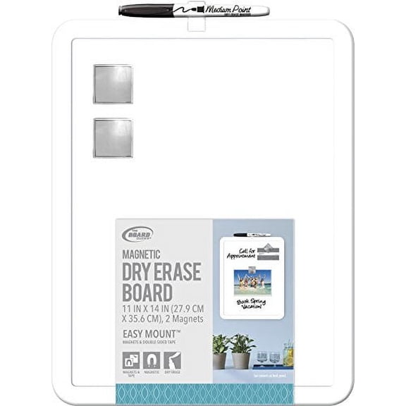Board Dudes 11" x 14" Plastic Framed Magnetic Dry Erase Board Includes 1 Marker and Magnet (DDD49)