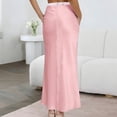 thumbnail image 6 of BUIGTTKLOP Women's Satin Midi Skirt Elastic High Waisted A Line Spring Summer Flowy Silk Long Skirts for Women, 6 of 6