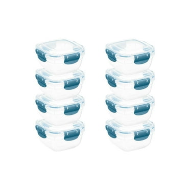 Superio Lock and Fresh Airtight Food Storage Containers with Lids for Kitchen Pantry Organization , BPA Free, Lunch, and Meal Prep Plastic Containers, 16 oz. Square Sealed Container, Blue, 8 pack