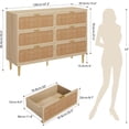 thumbnail image 3 of Qinaqin Natural Rattan 6 Cajón cm de Profundidadresser con Metálico Alturaandles y Almacenamiento Compartments para Dormitorio Living Sala, 3 of 7